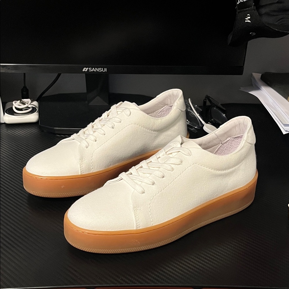 Jenni Kayne Cream Sneakers with Brown Sole